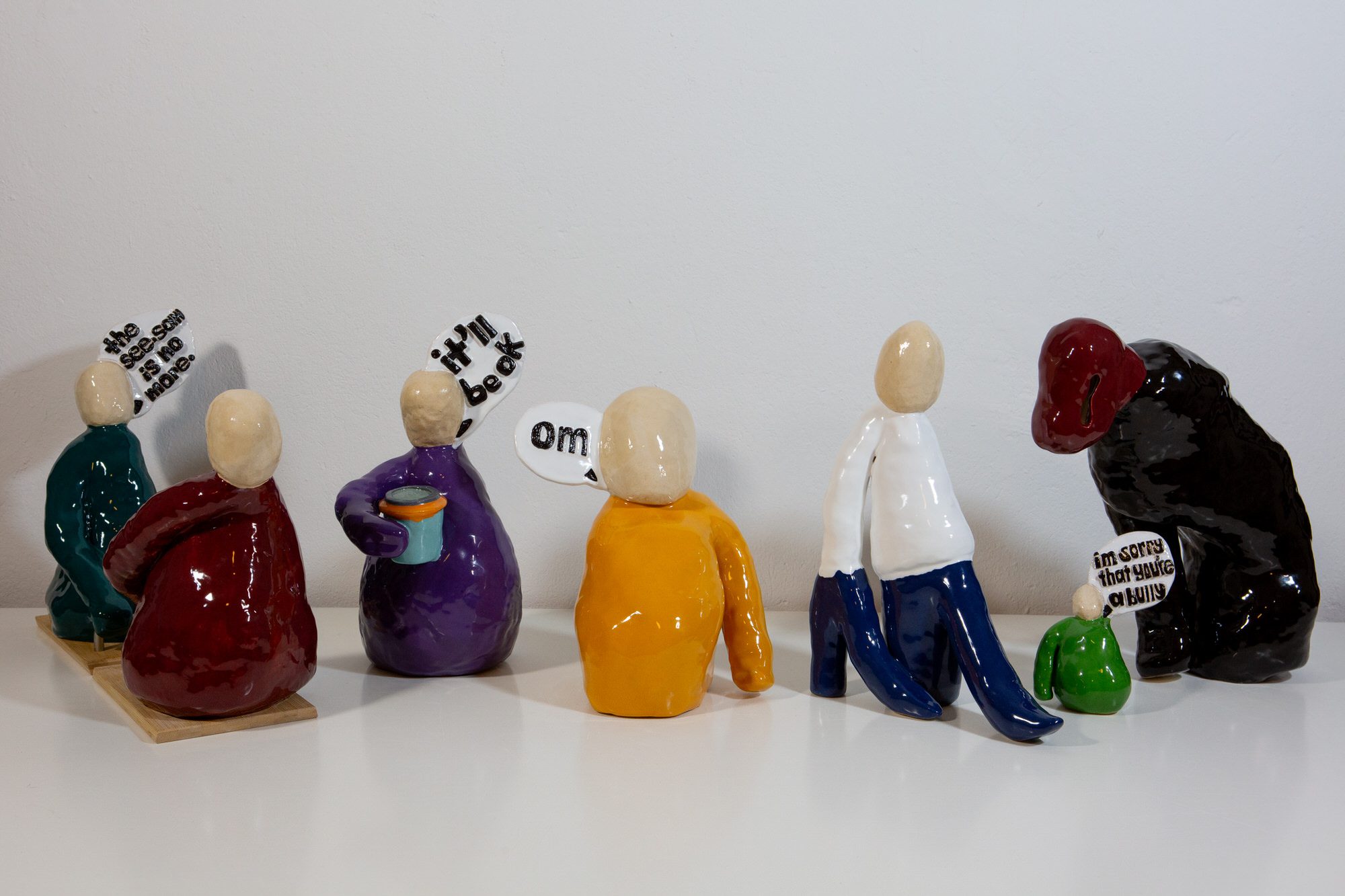 Group of ceramic sculptures from absurdity by Sylvia Schwenk